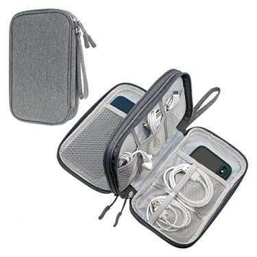 Imagem de Organizador de Viagens Acessórios Eletrônicos Bolsa Transporte Estojo Técnico para Celular Cartões SD Cabos Power Bank Fone Ouvido Canetas com Design em Camadas Oxford Portátil Leve