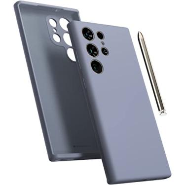 Imagem de GOOSPERY Capa de silicone líquido projetada para Galaxy S23 Ultra, sedosa, macia, proteção de corpo inteiro, à prova de choque, com forro de microfibra macio - cinza lavanda