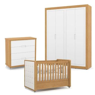 Imagem de Quarto De Bebe 4 Portas Tutto New Com Capitonê New Boucle E Gaveteiro Freijó - Matic