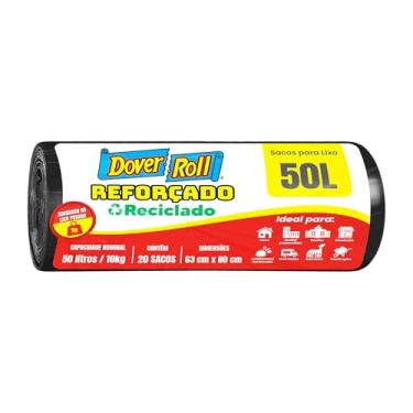 Imagem de Dover-Roll Reforçado Reciclado 50L Preto, Rolo com 20 Sacos para Lixo