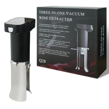 Imagem de Decantador elétrico de vinho aerador elétrico com preservador a vácuo, despejador e decantador embutidos, sistema de preservação de vinho, vedação a vácuo mantém fresco por mais de 10 dias, presente