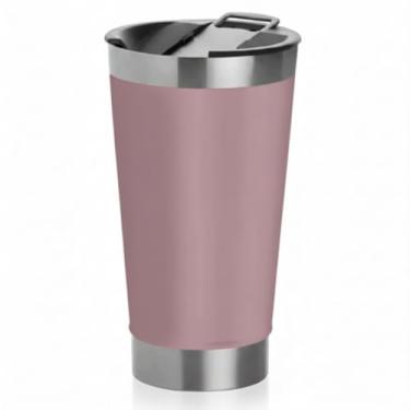 Imagem de Copo Térmico Inox 473ml com Tampa Caneca Isolada Bebida Quente Fria Portátil(NUDE)