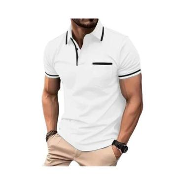 Imagem de Camisa Polo Masculina Leve E Respirável Com Zíper De 1/4, Manga Curta 