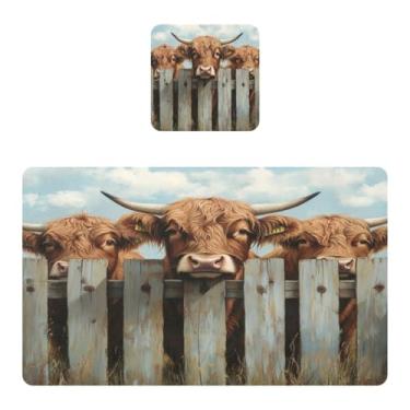 Imagem de Burbuja Jogo americano Cows in Fence, conjunto de 4 para mesa de jantar, tapetes de mesa de cozinha antiderrapantes resistentes ao calor, fáceis de limpar, 30 x 45 cm