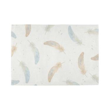 Imagem de Burbuja Jogo americano de penas em aquarela, conjunto de 6 tapetes de mesa laváveis antiderrapantes, resistentes ao calor, para cozinha, mesa de jantar, ambientes internos e externos