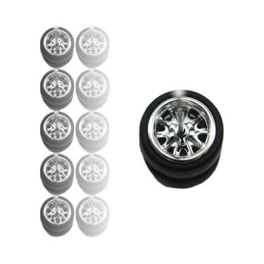 Imagem de Rodas De Modelo De Brinquedo Em Escala 1/64 Com Pneus De Borracha Liso