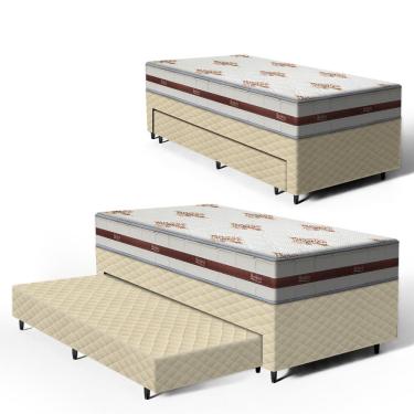 Imagem de Cama Box com Colchao de Molas Ensacadas Anjos Classic + Auxiliar de Espuma Unique Solteiro 88cm