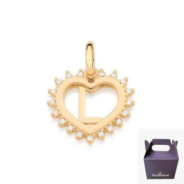 Imagem de Pingente 542629 Coração Letra Pedras Banhado Ouro Rommanel, Dourado