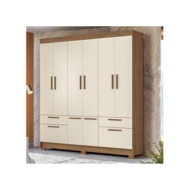 Imagem de Guarda Roupa Casal 8 Portas e 4 Gavetas c/ Pés Curitiba 8.4 Jatoba/Are