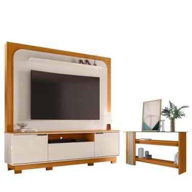 Imagem de Estante Home Theater Nilo com Pés com Aparador Frizz Cinamomo Off Whit
