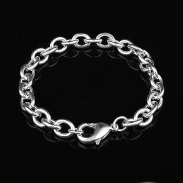 Imagem de Pulseira Folheada Prata 925 Elos 8mm 20cm Corrente Feminina Masculina 