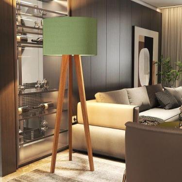 Imagem de Luminária De Chão Tripé Delta Com Cúpula Abajur Verde/Nature - Jlar Mó