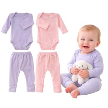 Imagem de Kit C/ 2 Conjuntos Bebês Body + Mijão Canelado Pé Reversível