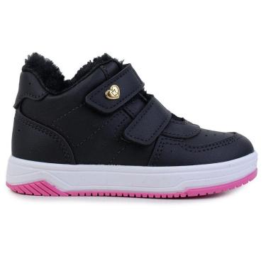 Imagem de Tênis Infantil Meninas Kidy Happy Peluciado Preto - 3130-Feminino