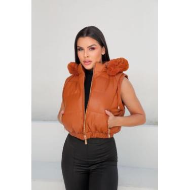 Imagem de Jaqueta Puffer Feminina Peluciada Com Capuz Mangas Q Remove - ANNE GUE