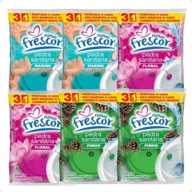 Imagem de Pedra Sanitária Fragâncias 22g 6 Unidades Novo Frescor -
