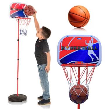 Imagem de Cesta De Basquete Basketball Ajustavel Com Bola e Pedestal Infantil - 