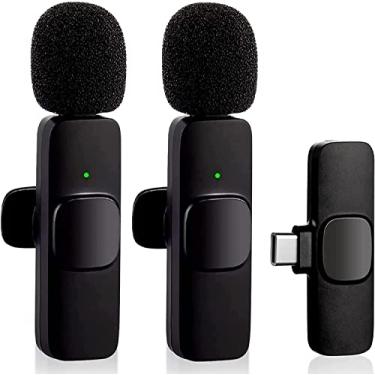 Imagem de Microfone de lapela sem fio para USB C Android/iPhone iPad, microfone de lapela dupla para gravação de vídeo de telefone Vlog de transmissão ao vivo YouTube TikTok (NENHUM aplicativo/Bluetooth necessário) (for TYPE-C)