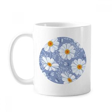 Imagem de Caneca de cerâmica com flores de calliopsis brancas para plantas, cerâmica e café, xícara de porcelana