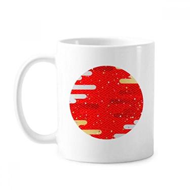 Imagem de Nuvens Geometria Padrão Vermelho Caneca Japonesa Cerâmica Café Porcelana Utensílios de Mesa