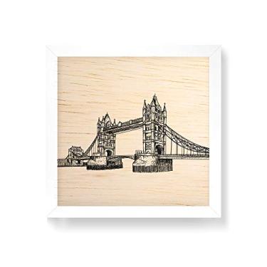 Imagem de Arte Maníacos Quadro decorativo com moldura caixa branca em Madeira - Ponte da Torre Linhas - 30x30cm