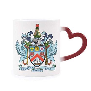 Imagem de Caneca com emblema Nacional de São Cristóvão e Névis sensível ao calor, caneca de grés que muda de cor vermelha