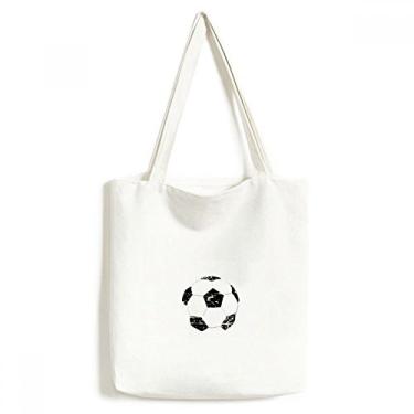 Imagem de Bolsa de compras de lona simples preta com estampa de futebol americano