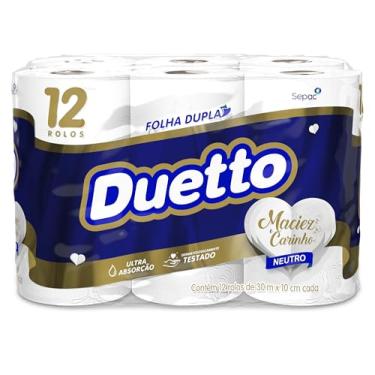 Imagem de Duetto Papel higienico folha dupla neutro com 12 rolos de 30 metros