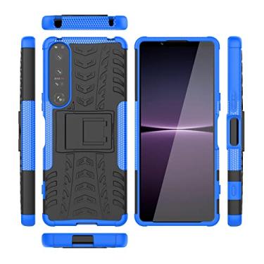 Imagem de Asuwish Capa de telefone para Sony Xperia 1 IV 2022 com protetor de tela de vidro temperado e suporte fino híbrido resistente capa protetora Experia 1IV 4 5G Kickstand Mobile Women Men Blue