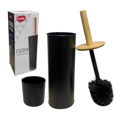 Imagem de Escova Sanitária de Bambu Para Limpeza Vaso Privada Banheiro (Preto)