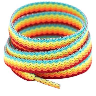 Imagem de Cadarços Ondulados Arco-íris Para Sapatos De Lona, ​​cadarços Elásticos Para Calçados Esportivos, Acessórios De Cadarços Gradientes Coloridos(Color:1 Rainbow,Size:80cm)