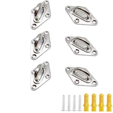 Imagem de Lagogia Placa de olho M5 de aço inoxidável 304, ganchos de parede de teto romboide de 5 mm, fecho de porta romboide para cabo de assento, adequado para aplicações de balanço de rede de ioga marítima,