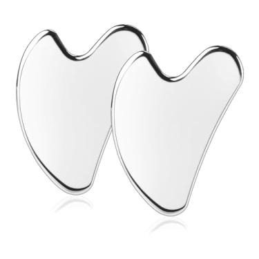 Imagem de BTYMS Gua Sha Facial Tools, 2 peças em forma de coração Guasha Ferramenta de Escultura de Rosto de Aço Inoxidável