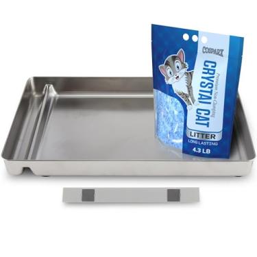 Imagem de Bandeja de areia reutilizável de aço inoxidável para Petsafe – Inclui 2 kg de areia de cristal premium, compatível com todas as caixas de areia autolimpantes sem colher, nunca absorve odores, não