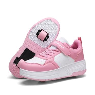 Imagem de HOVERKICKES Tênis de skate LED para crianças, meninos, meninas, com rodas destacáveis, recarregáveis, piscantes, Rosa-mst, 20