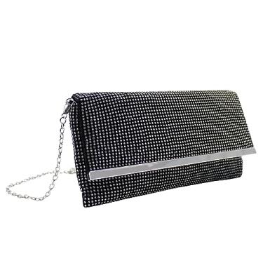 Imagem de RARITYUS Bolsa feminina com strass brilhante para noite, bolsa de mão de cristal, bolsa tiracolo para formatura, casamento, coquetel, festa, Preto, One Size