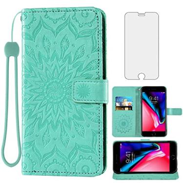 Imagem de Capa de telefone para iPhone 7 Plus, 8 Plus, 7/8 Plus, capa tipo carteira com protetor de tela de vidro temperado, capa flip de couro, suporte para cartão, acessórios para celular i Phone7s 7s 7+ 8s