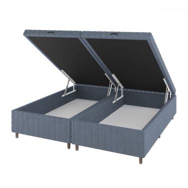 Imagem de Base de Cama Box King Vision com Baú Rústico/Azul - Vian