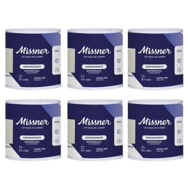 Imagem de Kit 6 Esparadrapo Impermeável Branco 5cm X 4,5m - Missner