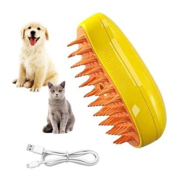 Imagem de Escova a Vapor Cao Pet Gato Cachorro Removedor de Pelo Eletrico Bateri
