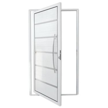 Imagem de Porta de Alumínio Pivotante Lambri 210x120cm com Puxador Premium Super