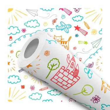 Imagem de Papel De Parede Vinílico Desenhos Coloridos Infantil 2.5m - DELIQUADRO