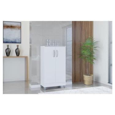 Imagem de Armário Multiuso Ambiente 2 Portas Pequeno Branco Brilho - Poquema - P