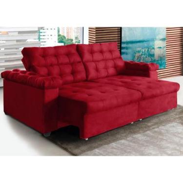 Imagem de Sofá New Austrália 2 metros Retrátil Reclinável Suede Vermelho  Sofá n