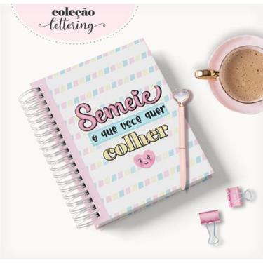 Imagem de Caderno Personalizado LETTERING 60 Folhas 15,5x21,5 Cm - Mel'art Papel