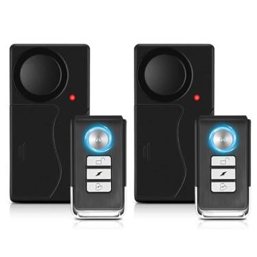 Imagem de Wsdcam Alarme antifurto Alarme de segurança para bicicletas/motocicletas/veículos, 110db alto, alarme de porta e janela, alarme de vibração sem fio com controle remoto, pacote com 2