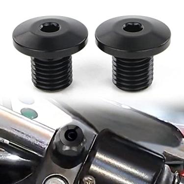 Imagem de REARACE Parafusos de alargadores de orifício para espelho de motocicleta inoxidável ajuste universal para Husqvarna Svartpilen/Vitpilen, Royal Enfield, CB500F/CRF250L, FZ-09/Tenere 700 e assim por diante (preto, 10 mm 1 regular + 1 reverso)