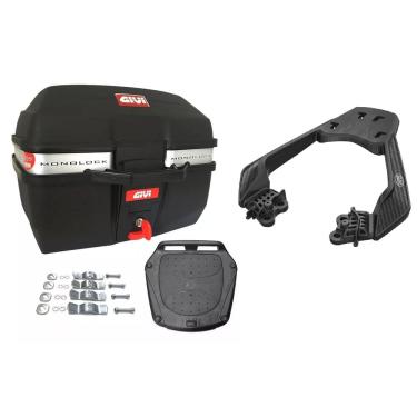 Imagem de KIT BAÚ MOTO 27L M.LOCK TRAFFIC E27M + Bagageiro Scam Twister 300 Fiberforce Honda Cb 300f