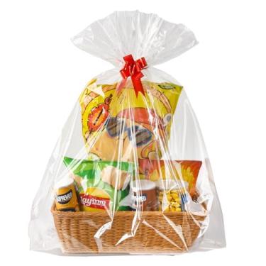 Imagem de Belinlen Pacote com 20 sacos de celofane extragrande, sacos transparentes de 89 x 119 cm, embalagem de celofane de plástico OPP para cestas de presente