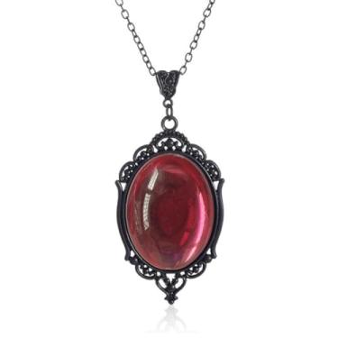 Imagem de ANGLEQUEEN Colares góticos Stardust Camafeu para mulheres, colar vermelho sangue, colar preto, colar roxo, colar gótico, colar de lágrima gótica, roupa de Halloween, joia gótica para mulheres, Zinco,
